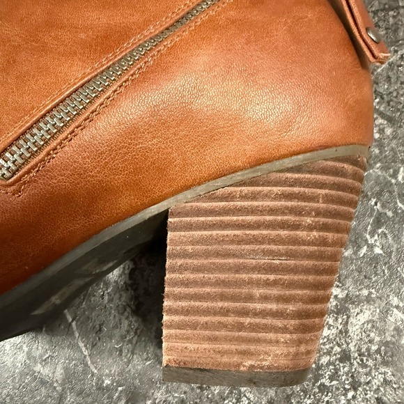 Luoika Womens Double Zip Stacked Heel Extra Wide Ankle‎ Boots Tan Sz 10.5XW - Picture 6 of 10